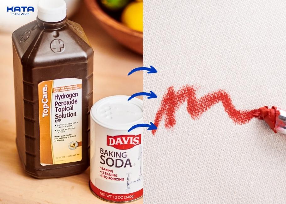 use hydrogen peroxide and baking soda to remove lipstick stains from carpet