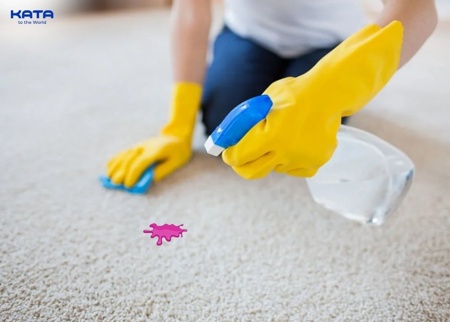 use regular carpet cleaner to remove slime stains