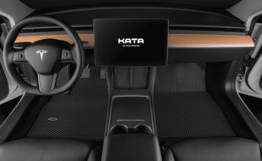 KATA personalized car mat on Tesla Model 3