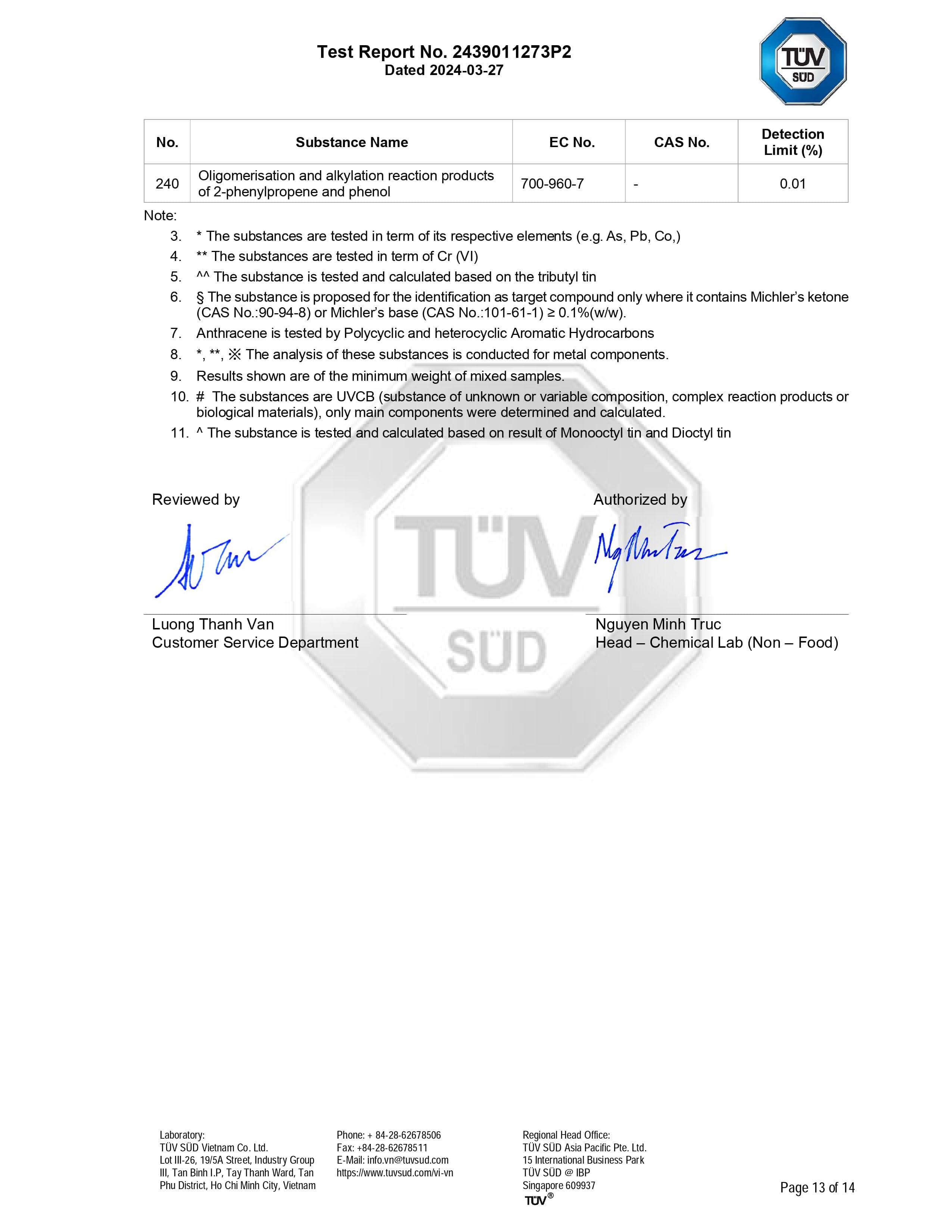 REACH Certificate - TPE Material