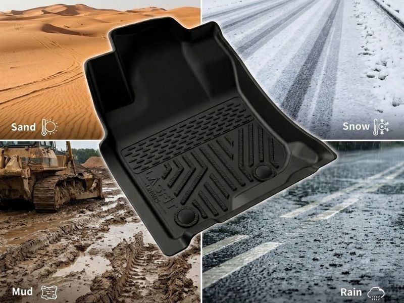 TPE car floor mats maintaining shape in extreme weather conditions.